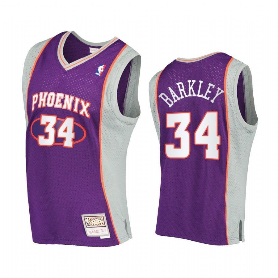 Charles Barkley 34 Phoenix Suns Hardwood Classics Purple NBA Jersey Men's
