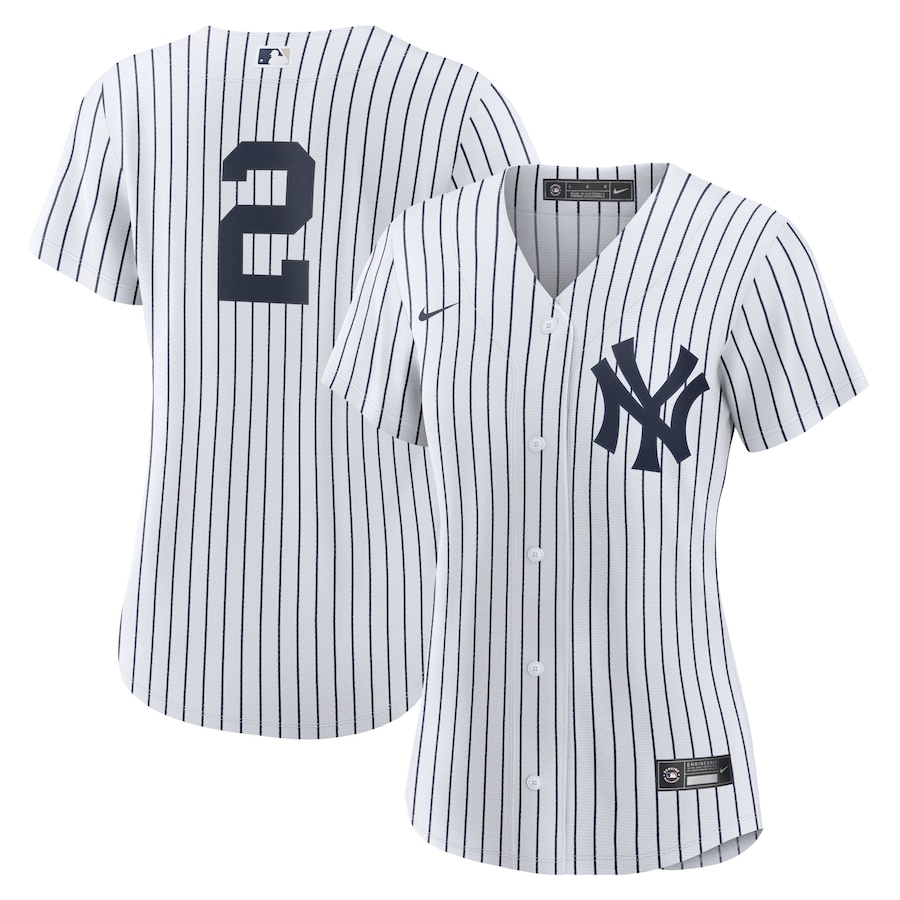 Derek Jeter New York Yankees Women's Home Player Jersey White/Navy