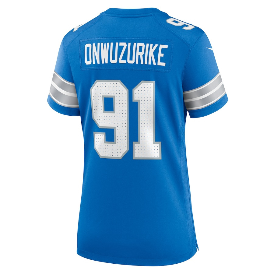 Levi Onwuzurike 91 Detroit Lions Team Game Blue NFL Jersey Women's