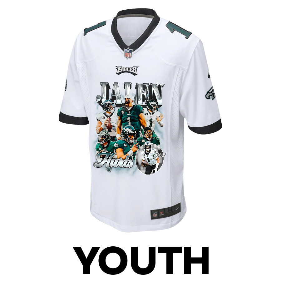 Jalen Hurts 1 Philadelphia Eagles Go Directly To Jalen Game White NFL Jersey Youth