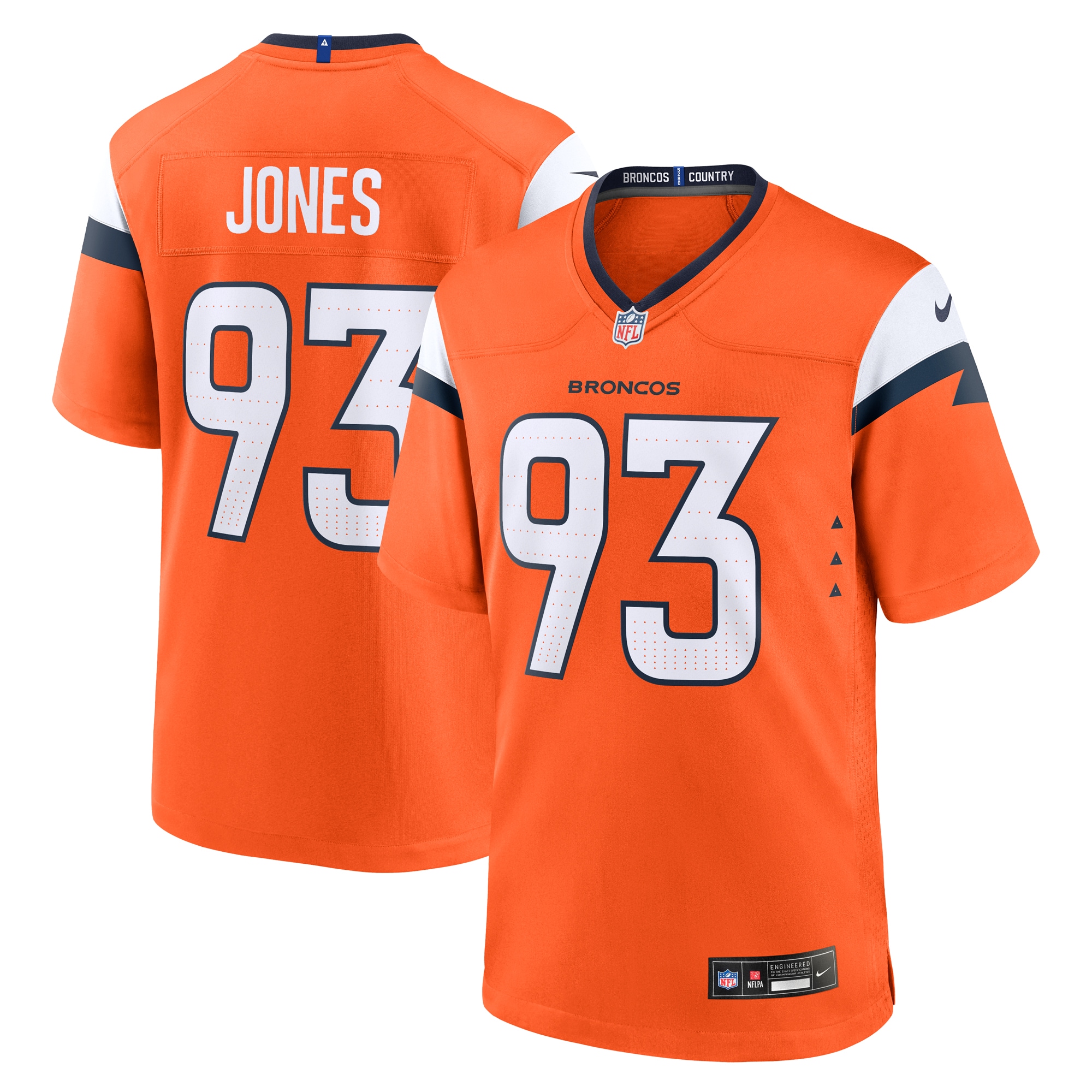 Denver Broncos D.J. Jones Orange Team Game NFL Jersey Men's
