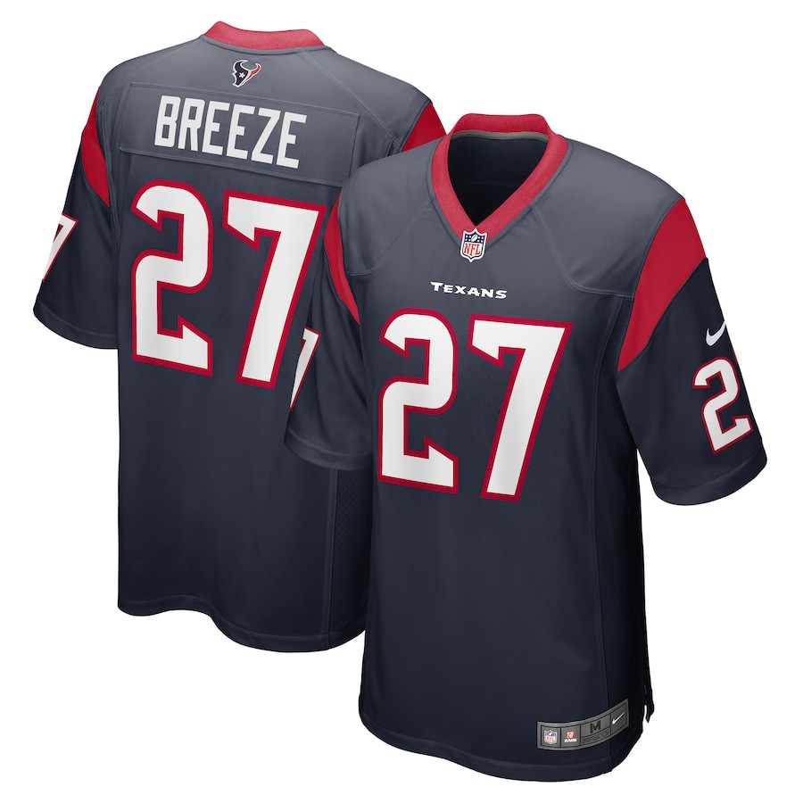 Brady Breeze 27 Houston Texans Game Navy NFL Jersey Men's