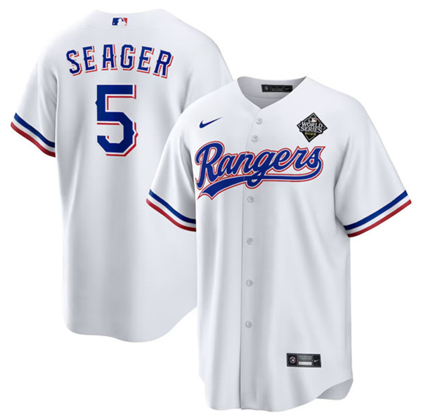Corey Seager 5 Texas Rangers 2023 World Series Stitched White MLB Jersey Men's