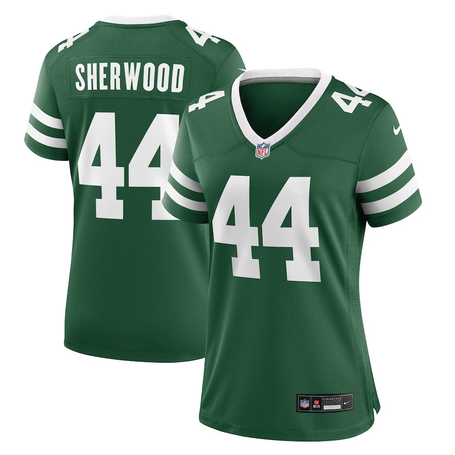 Jamien Sherwood 44 New York Jets Team Game Legacy Green NFL Jersey Women's