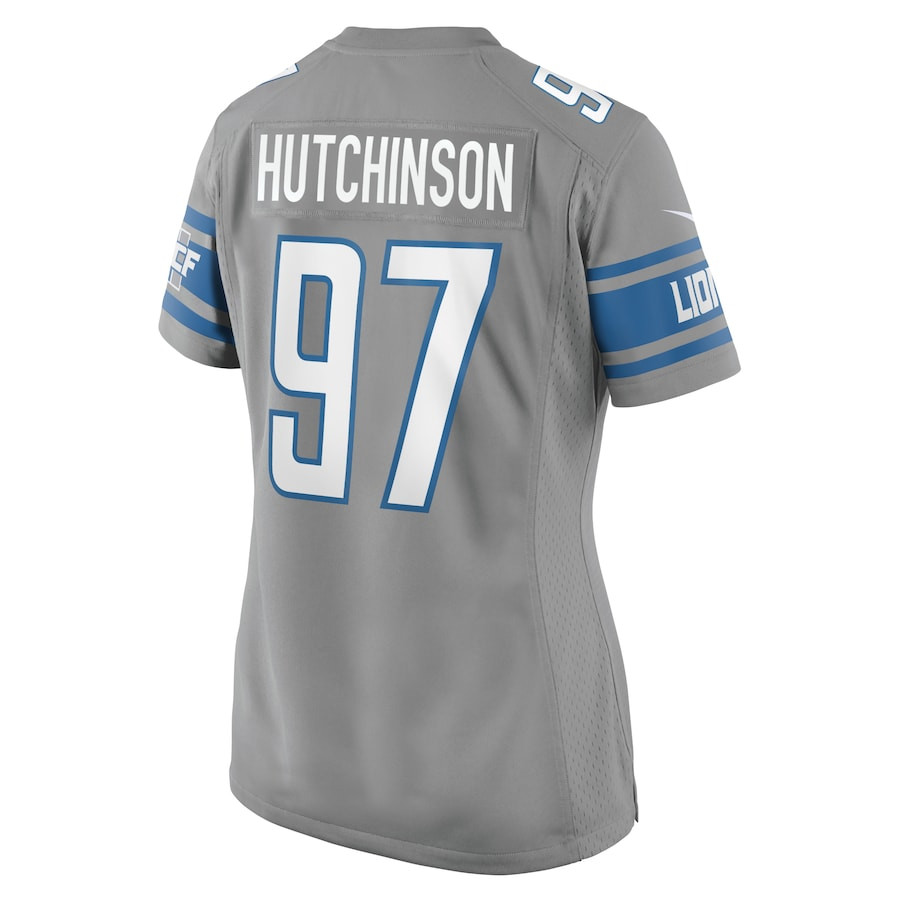Aidan Hutchinson 97 Detroit Lions Game Silver NFL Jersey Women's