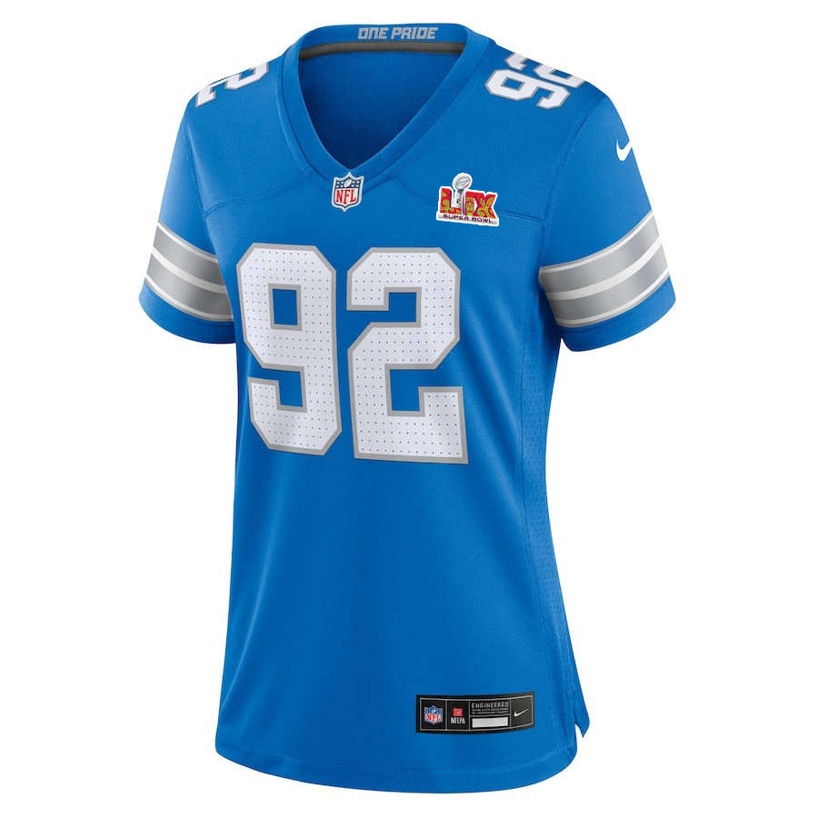 Marcus Davenport #92 Detroit Lions Super Bowl LIX Blue NFL Jersey Women's