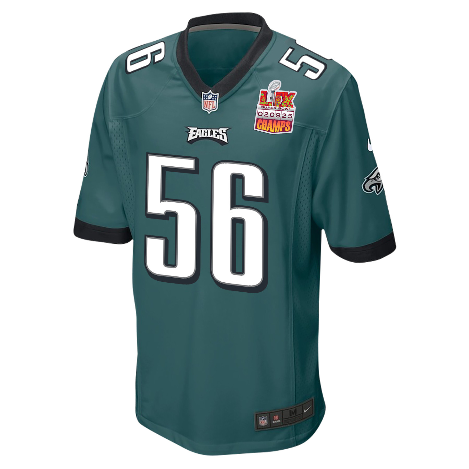 Tyler Steen 56 Philadelphia Eagles Super Bowl LIX Champions Patch Game Midnight Green NFL Jersey Men's