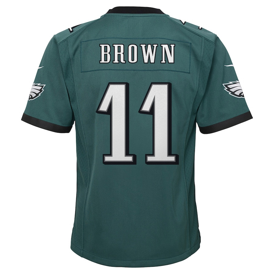 A.J. Brown 11 Philadelphia Eagles Game Green NFL Jersey Youth