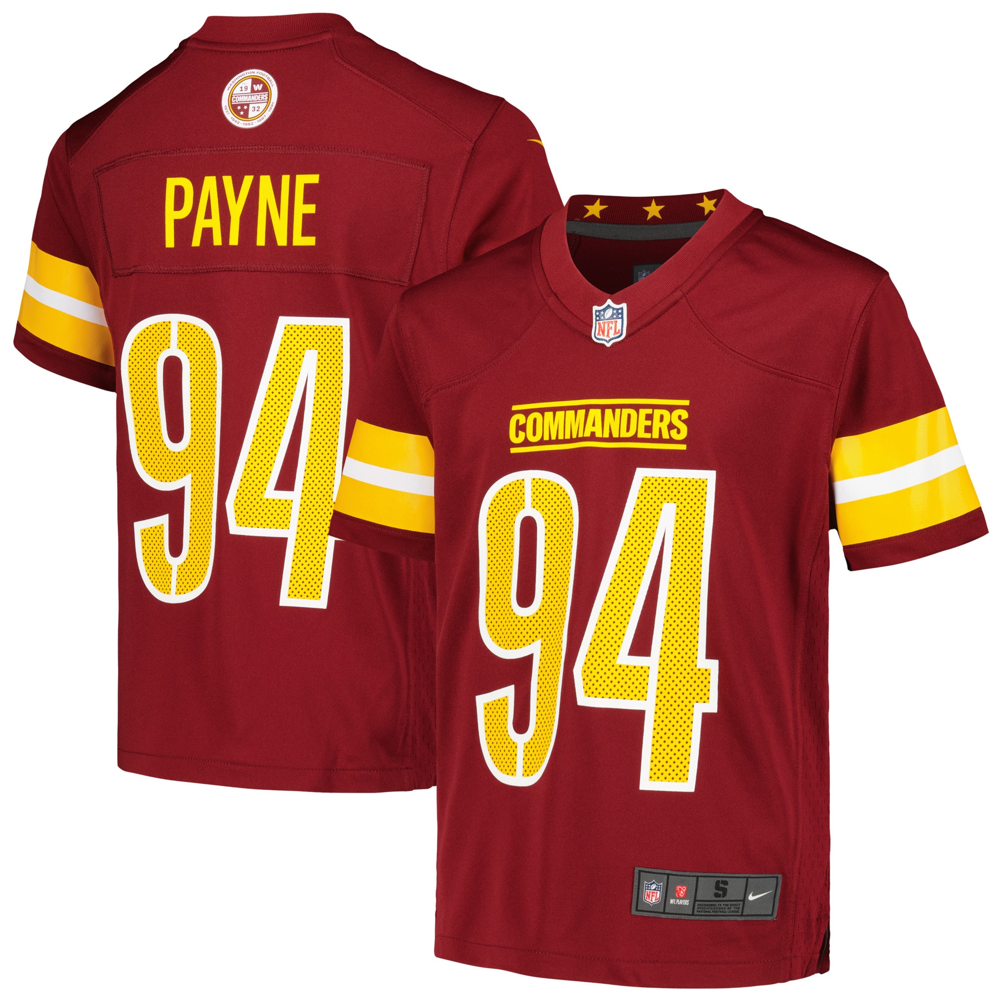 Washington Commanders Daron Payne Burgundy Game NFL Jersey Youth