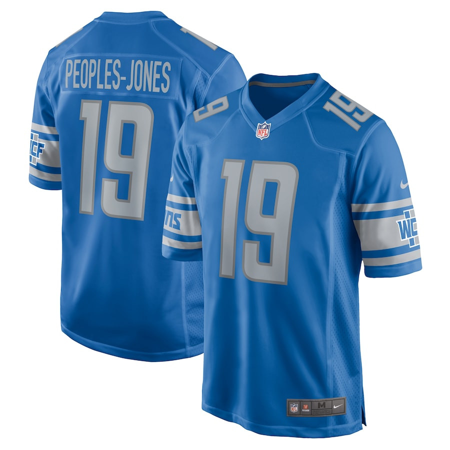 Donovan Peoples-Jones 19 Detroit Lions Game Blue NFL Jersey Men's