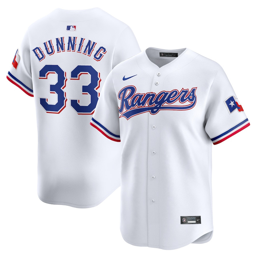 Dane Dunning 33 Texas Rangers Home Limited Player White MLB Jersey Men's