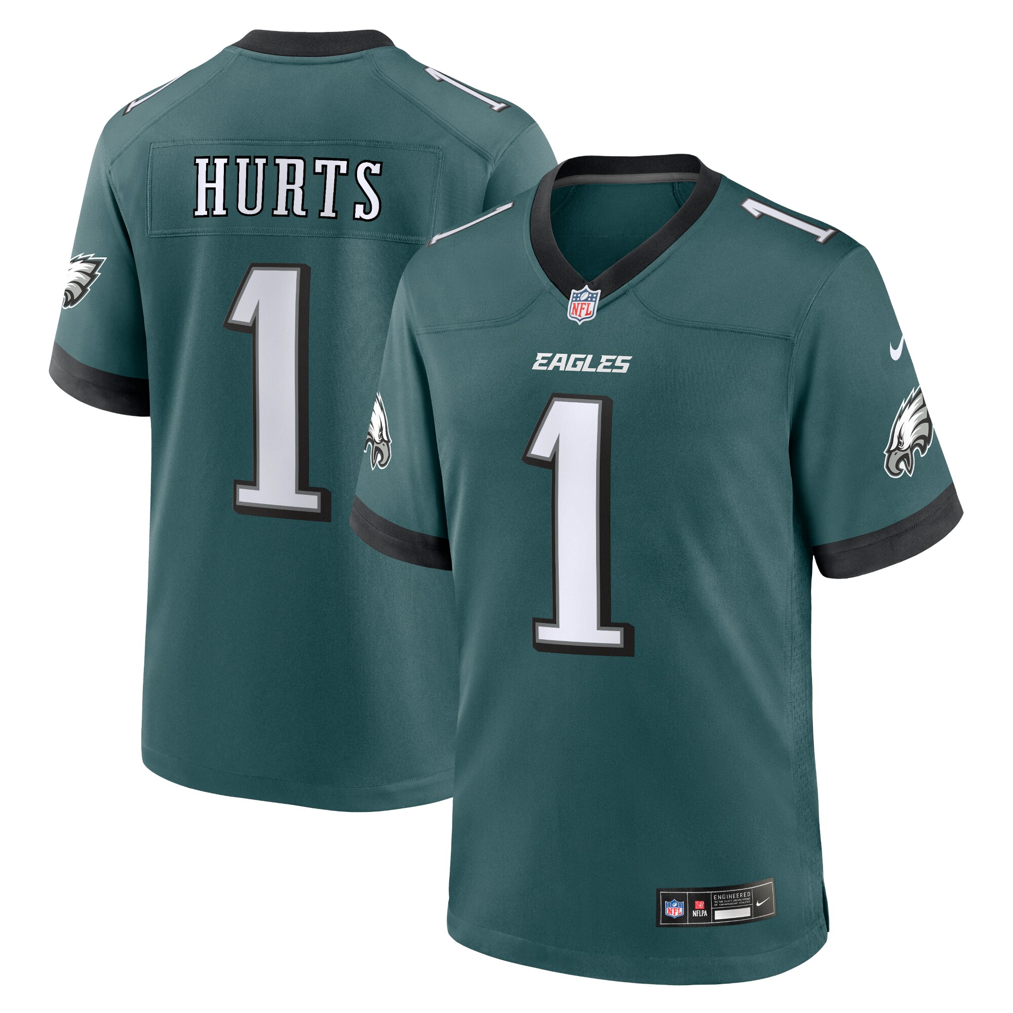 Philadelphia Eagles Jalen Hurts Midnight Green Team Game NFL Jersey Men's