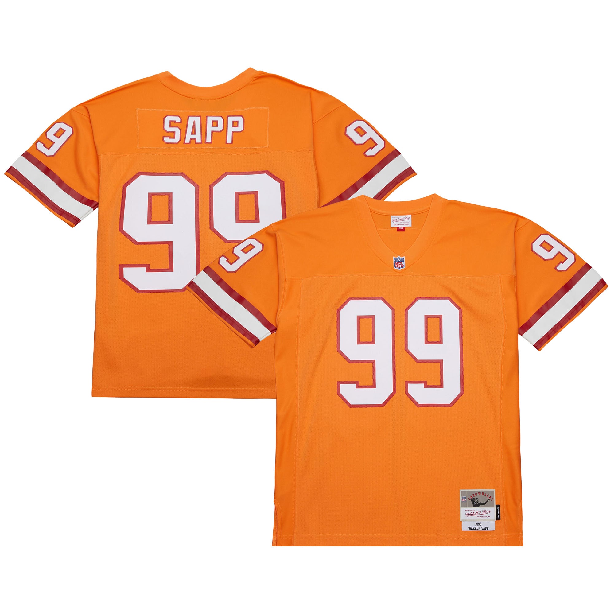 Tampa Bay Buccaneers Warren Sapp Mitchell Ness Orange 1995 Legacy NFL Jersey Men's