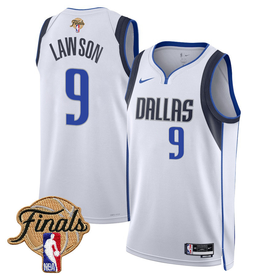 A.J. Lawson 9 Dallas Mavericks 2024 FINALS PATCH Swingman Association Editio White NBA Jersey Men's