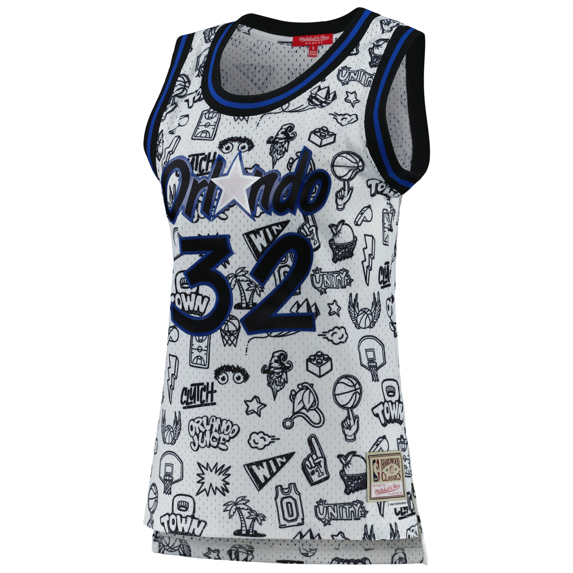 Mitchell Ness Shaquille O'Nea White Orlando Magicc 1994 Doodle Swingman NBA Jersey Women's