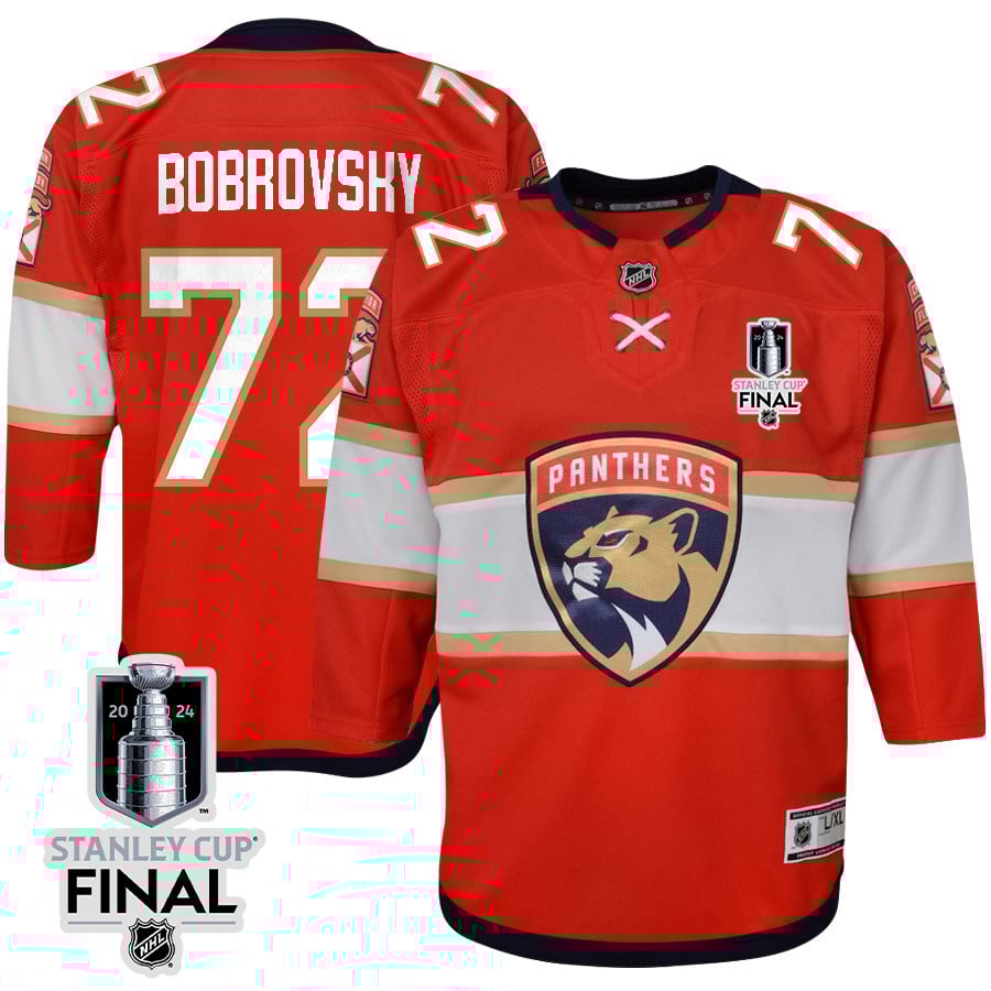 Sergei Bobrovsky 72 Florida Panthers 2024 STANLEY CUP Final Home Breakaway Red NHL Jersey Youth