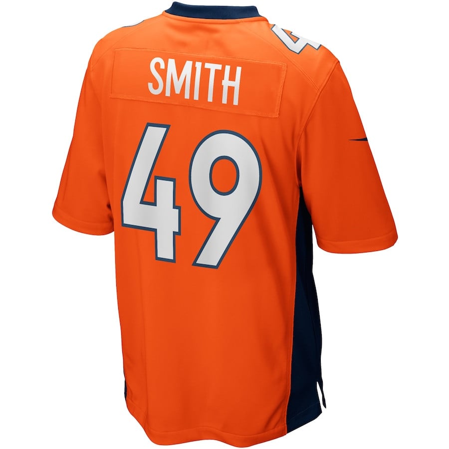 Dennis Smith 49 Denver Broncos Game Retired Orange NFL Jersey Men's