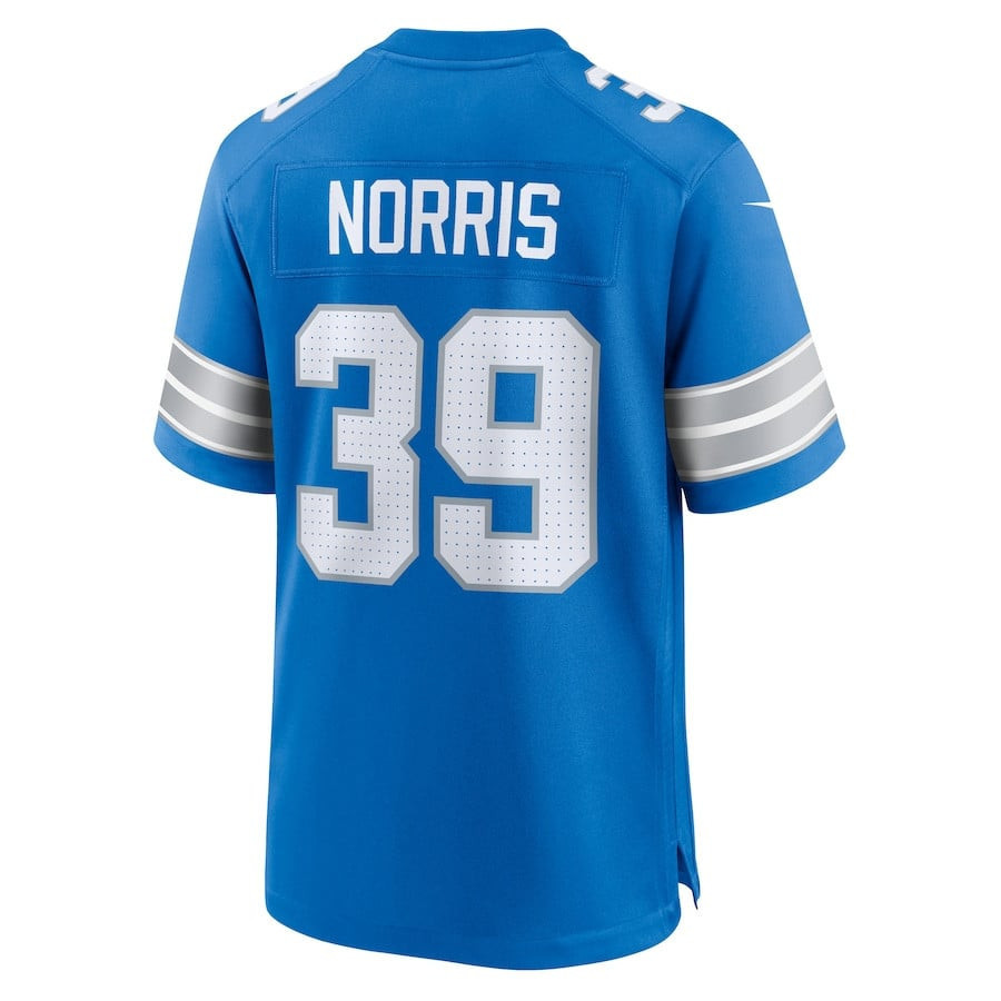 Morice Norris 39 Detroit Lions Game Blue NFL Jersey Men's