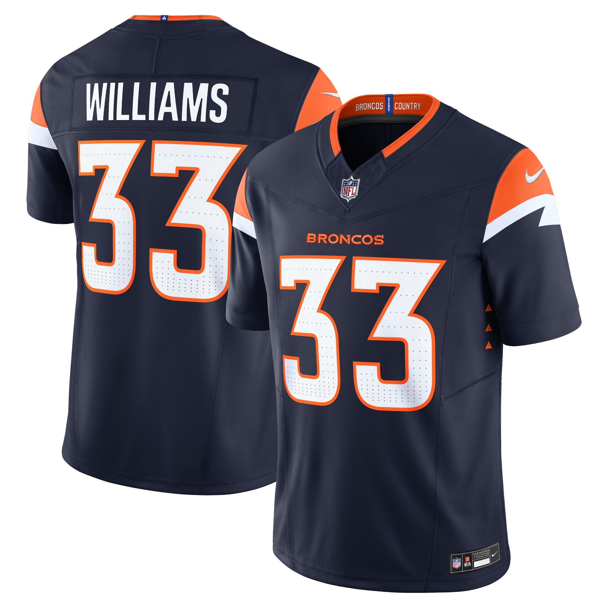 Denver Broncos Javonte Williams Navy Mile High Collection Vapor F.U.S.E. Limited NFL Jersey Men's