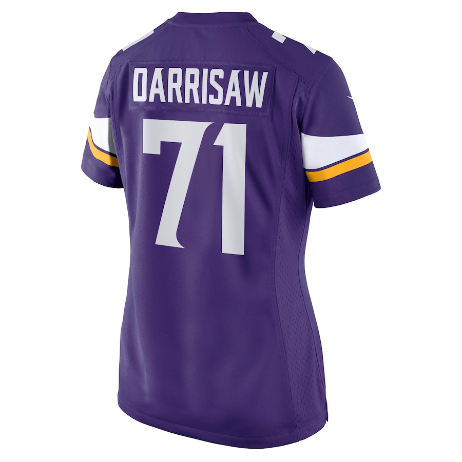 Christian Darrisaw 71 Minnesota Vikings Game Purple NFL Jersey Women's