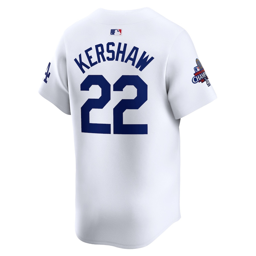 Clayton Kershaw 22 Los Angeles Dodgers 2024 World Series Champions Home Limited Player White MLB Jersey Men's