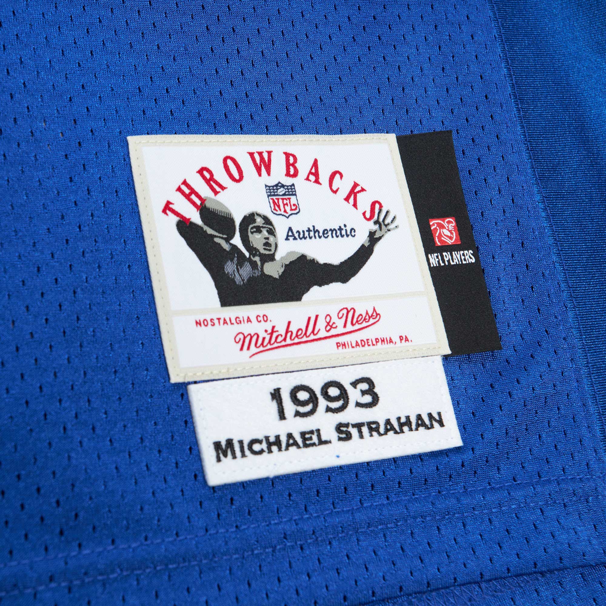 New York Giants 1993 Michael Strahan Mitchell Ness Royal Throwback Retired Player NFL Jersey Men's