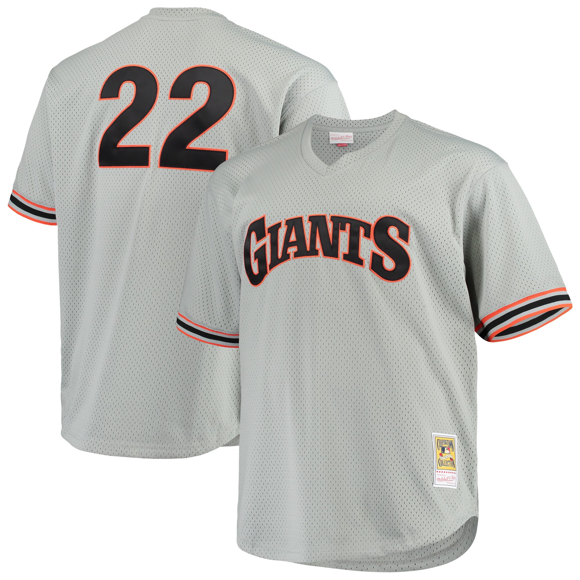 San Francisco Giants Will Clark Mitchell Ness Gray Big Tall Cooperstown Collection Mesh Batting Practice MLB Jersey Men's