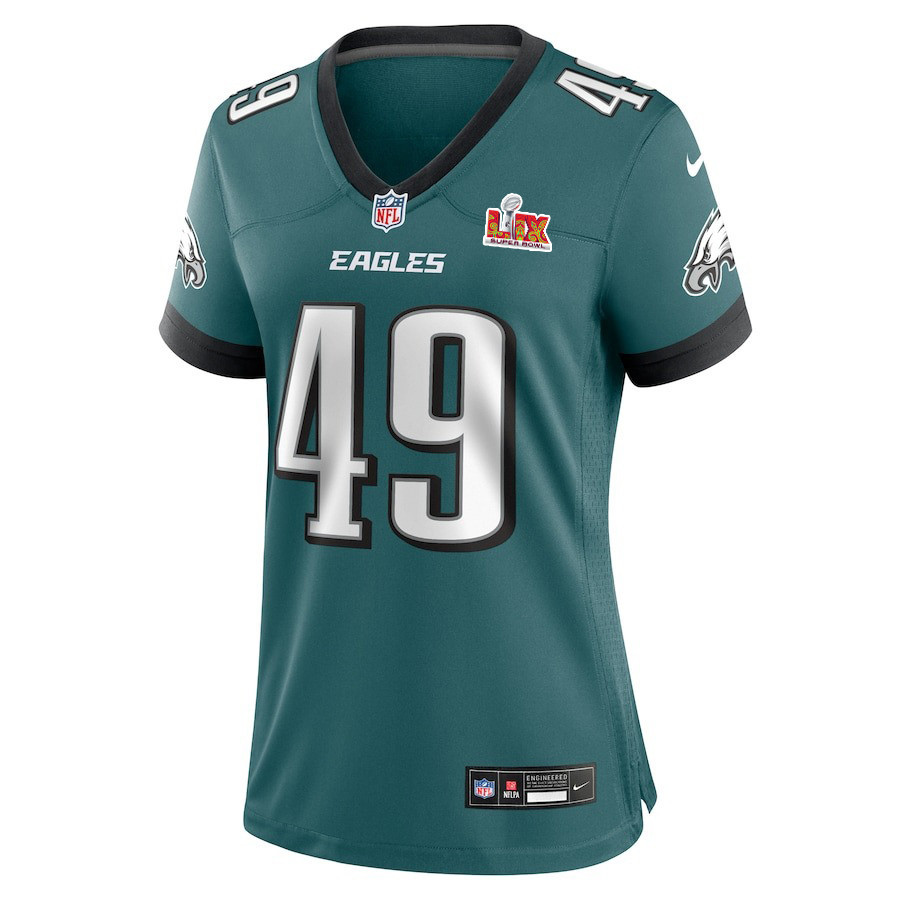 Rick Lovato #49 Philadelphia Eagles Super Bowl LIX Midnight Green NFL Jersey Women's