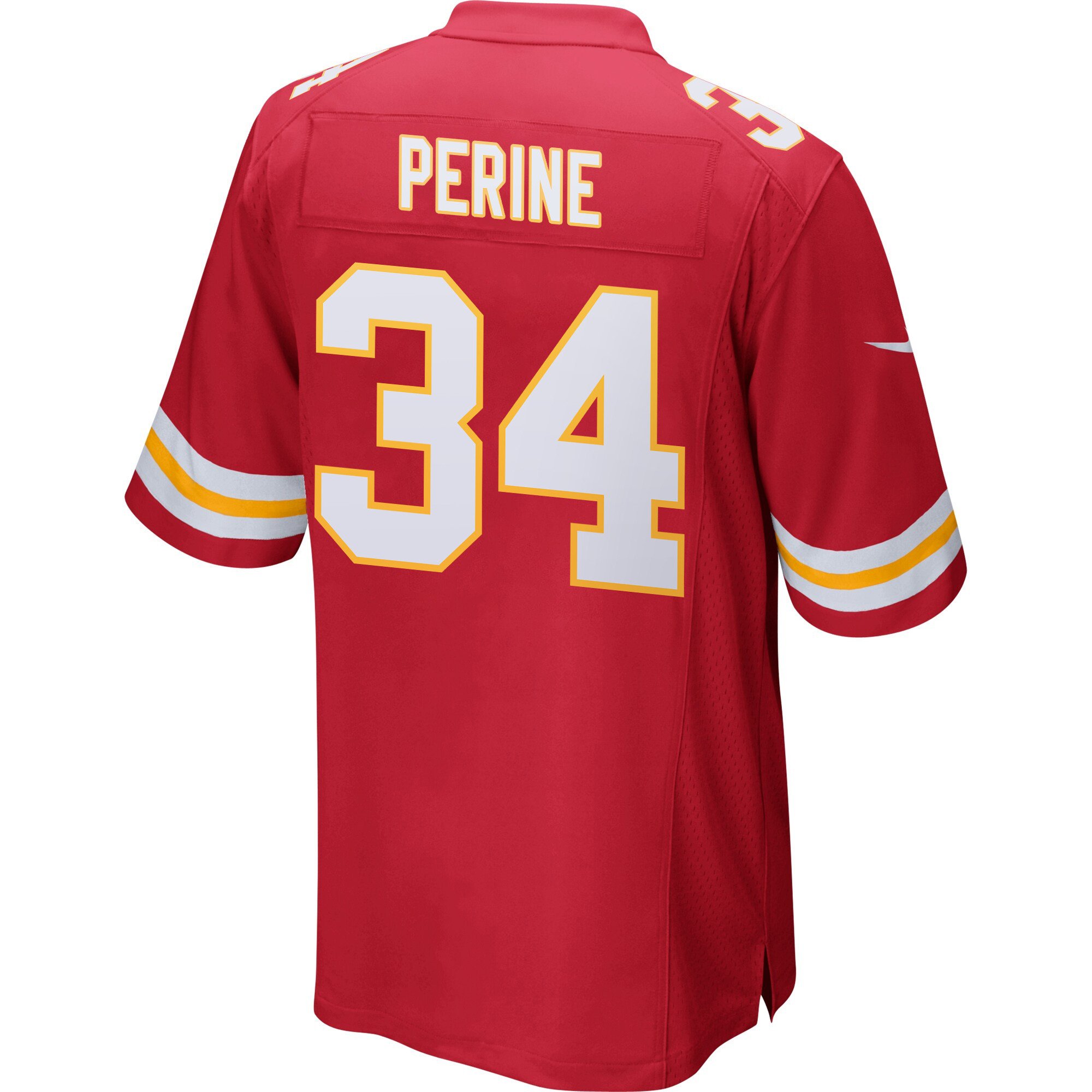 Samaje Perine 34 Kansas City Chiefs Super Bowl LIX Champions Patch New Orleans A Symphony of Sport' EMBROIDERED Game Red NFL Jersey Men's