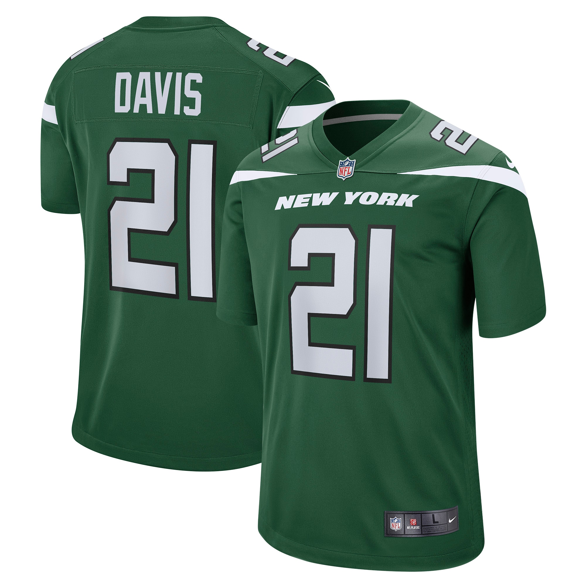 New York Jets Ashtyn Davis Gotham Green Game Player NFL Jersey Men's