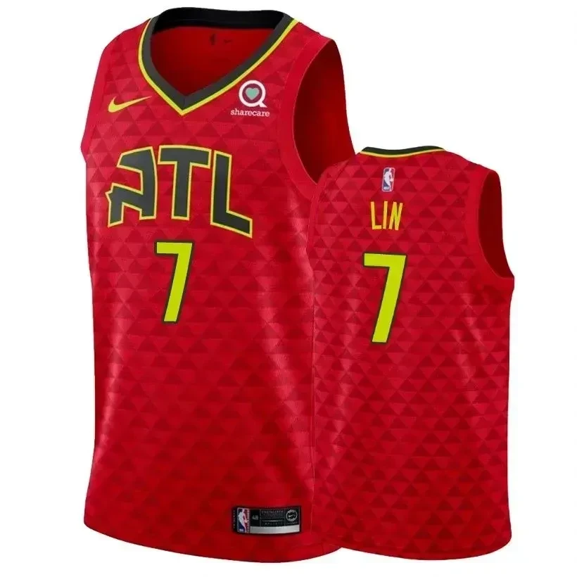 Atlanta Hawks Jeremy Lin 7 Statet Red NBA Jersey Men's