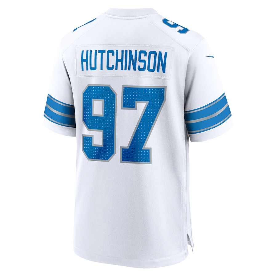 Aidan Hutchinson 97 Detroit Lions Game White NFL Jersey Men's
