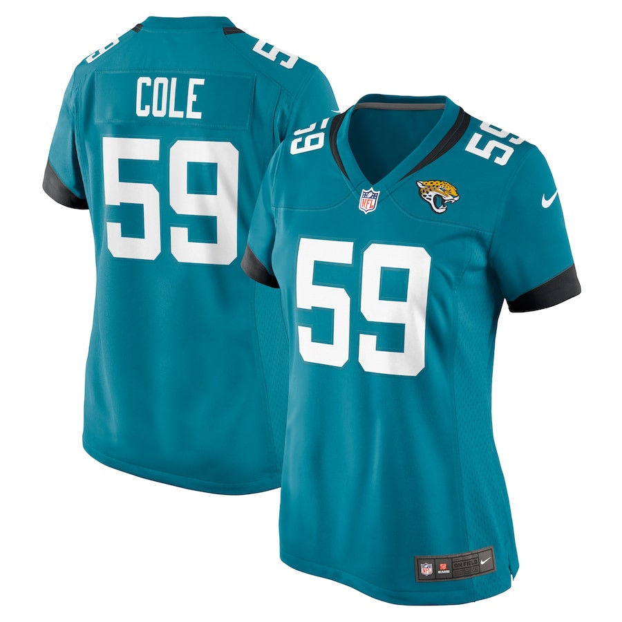 Myles Cole 59 Jacksonville Jaguars Game Teal NFL Jersey Women's
