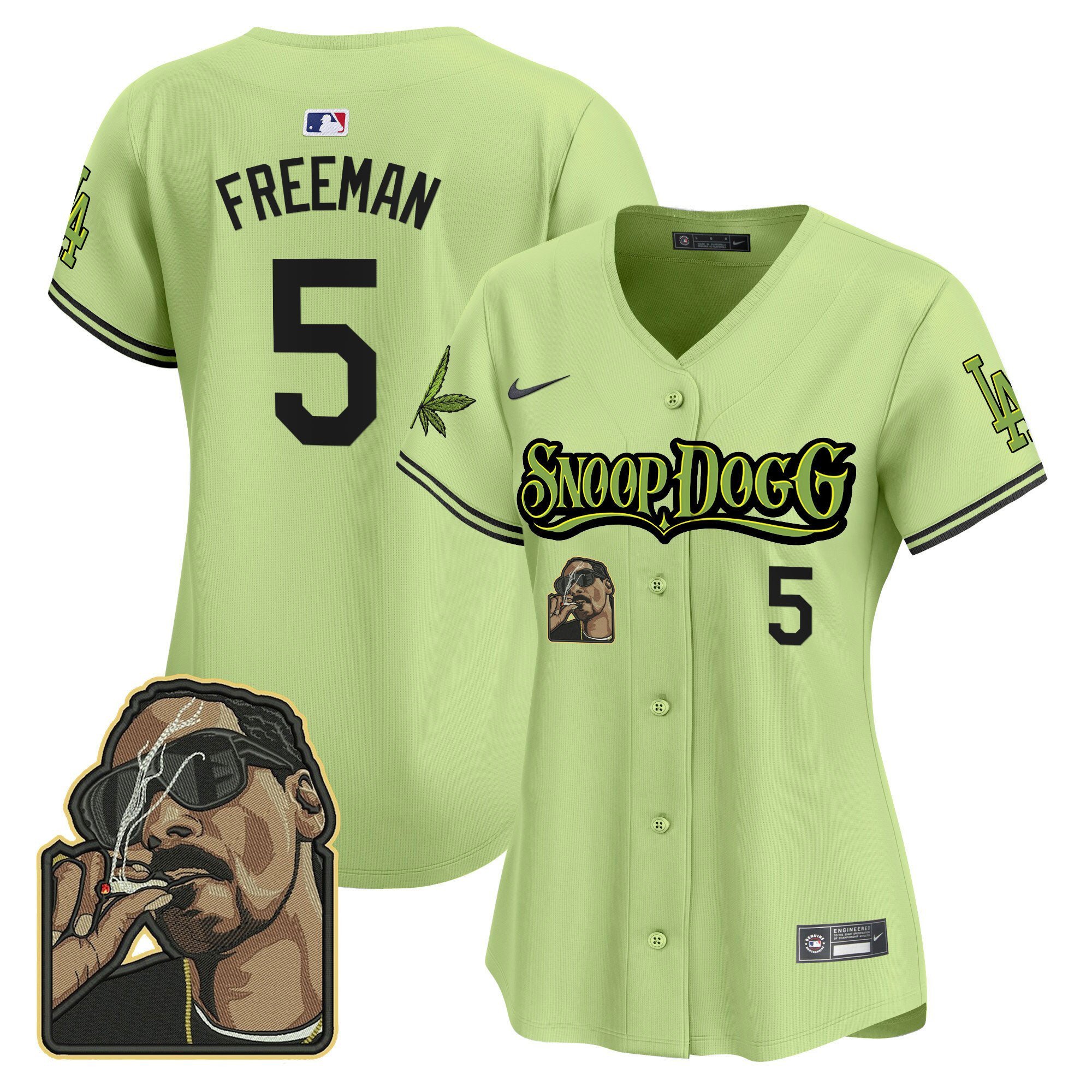 Freddie Freeman 5 Los Angeles Dodgers Snoop Dogg Light Green MLB Jersey Women's