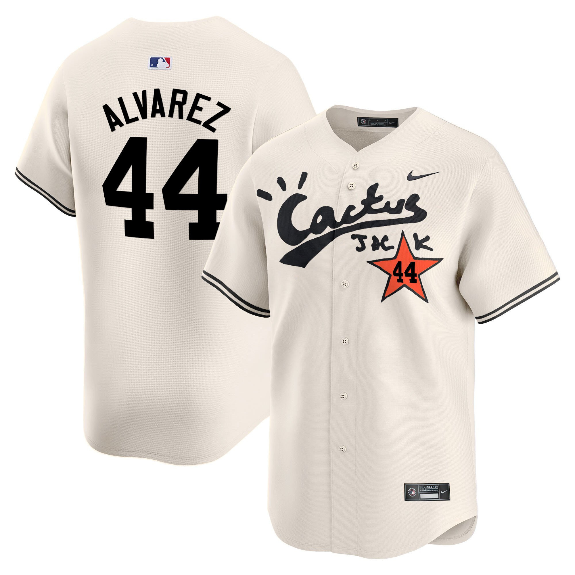 Yordan Alvarez 44 Houston Astros Cactus Jack Cream V2 Men MLB Jersey Men's