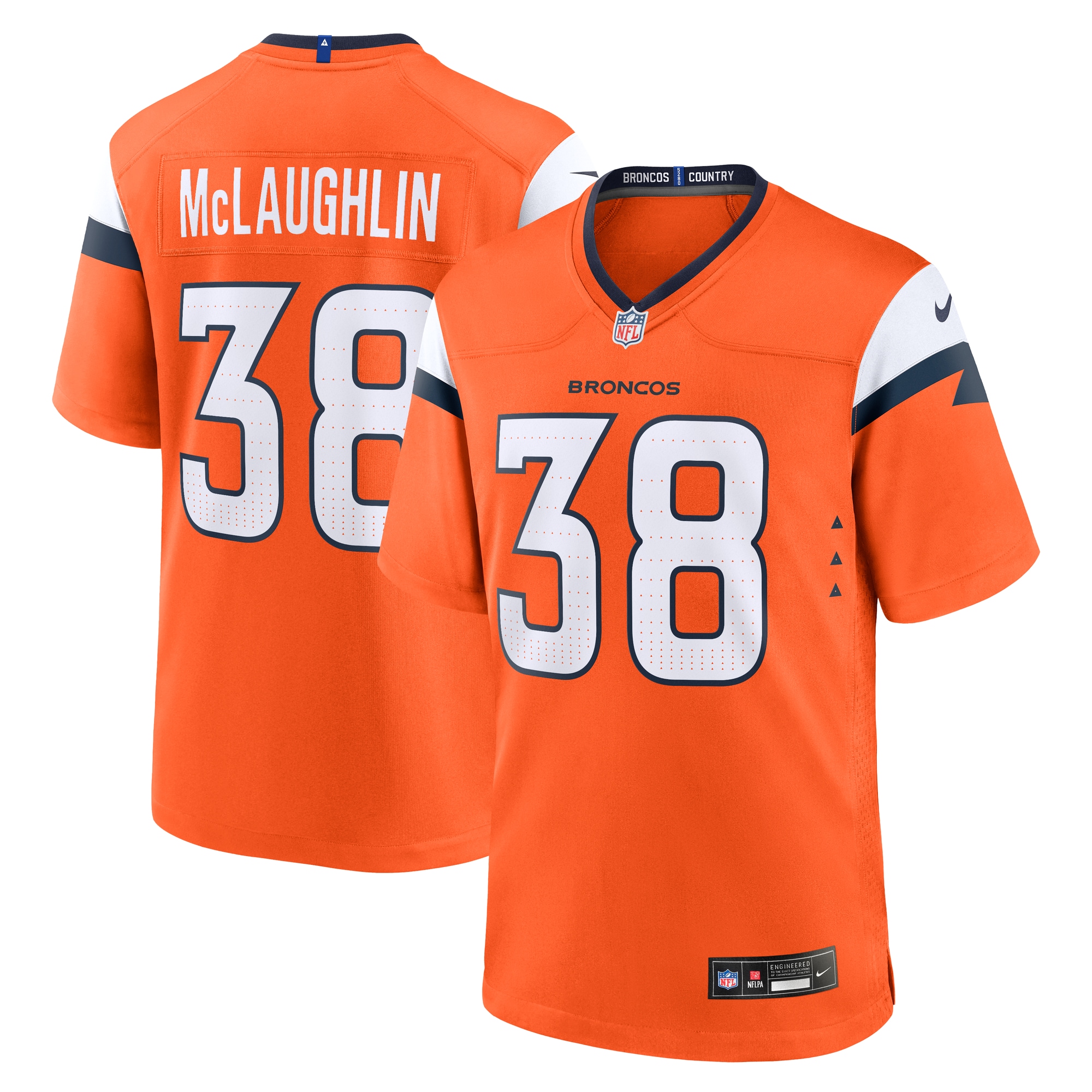 Denver Broncos Jaleel McLaughlin Orange Team Game NFL Jersey Men's