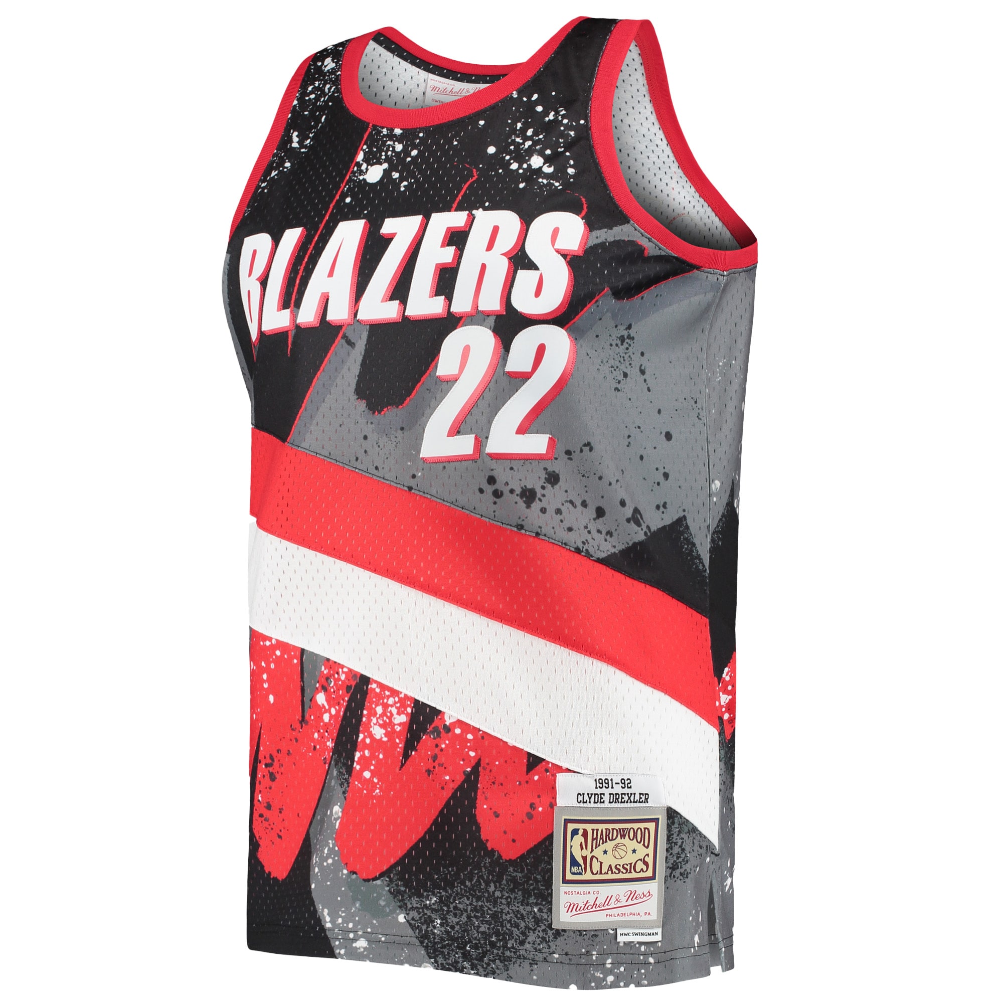 Mitchell Ness Clyde Drexler Black Portland Trail Blazers Hardwood Classics 1991/92 Hyper Hoops Swingman NBA Jersey Men's