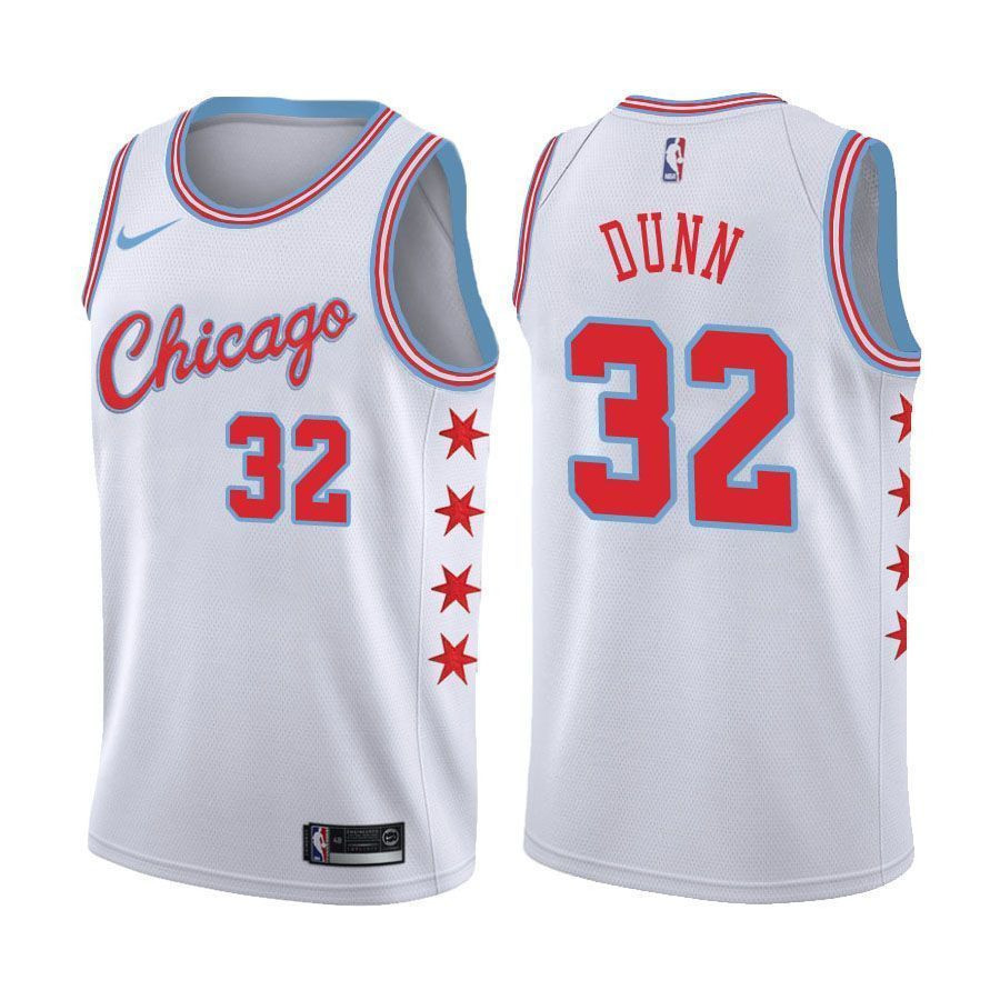 Chicago Bulls Kris Dunn 32 City Editio White NBA Jersey Men's