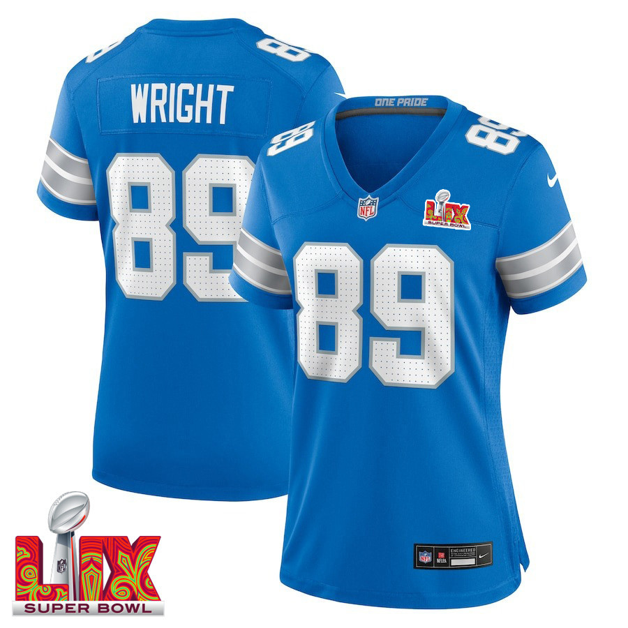 Brock Wright #89 Detroit Lions Super Bowl LIX Blue NFL Jersey Women's