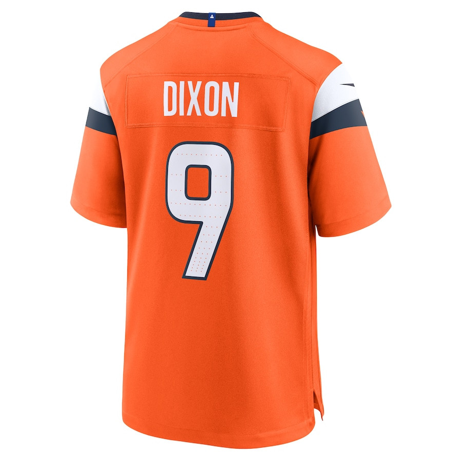 Riley Dixon 9 Denver Broncos Team Game Orange NFL Jersey Men's