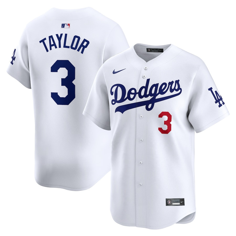 Chris Taylor 3 Los Angeles Dodgers Home Limited White MLB Jersey Men's