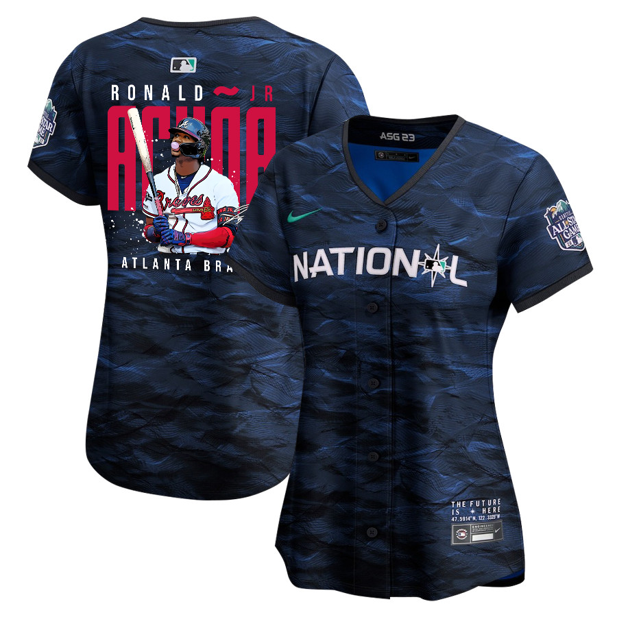 Ronald Acu?a Jr. 13 Atlanta Braves Signed Gum 2023 All Star Game Limited Player Royal MLB Jersey Women's