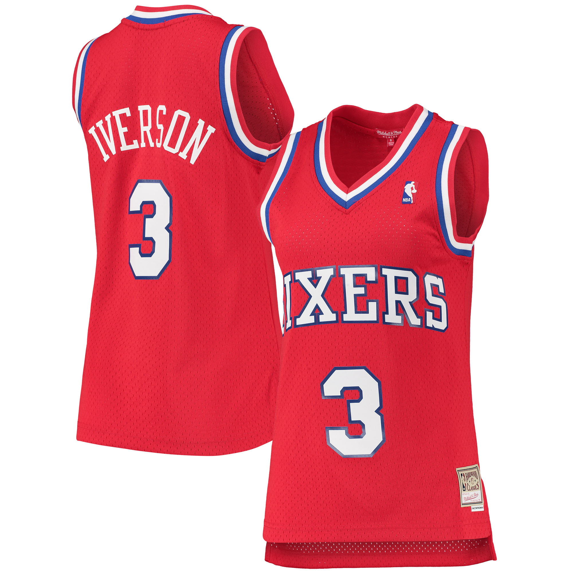 Mitchell Ness Allen Iverson Red Philadelphia 76ers 2002/03 Hardwood Classics Swingman NBA Jersey Women's