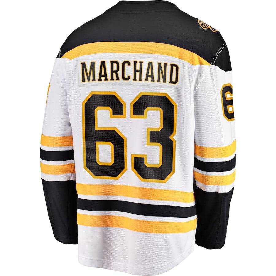 Brad Marchand 63 Boston Bruins Away Breakaway White NHL Jersey Men's