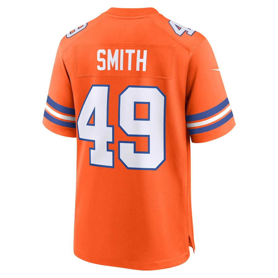 Dennis Smith 49 Denver Broncos Mile High Collection 1977 Throwback Retired Player Game Orange NFL Jersey Men's