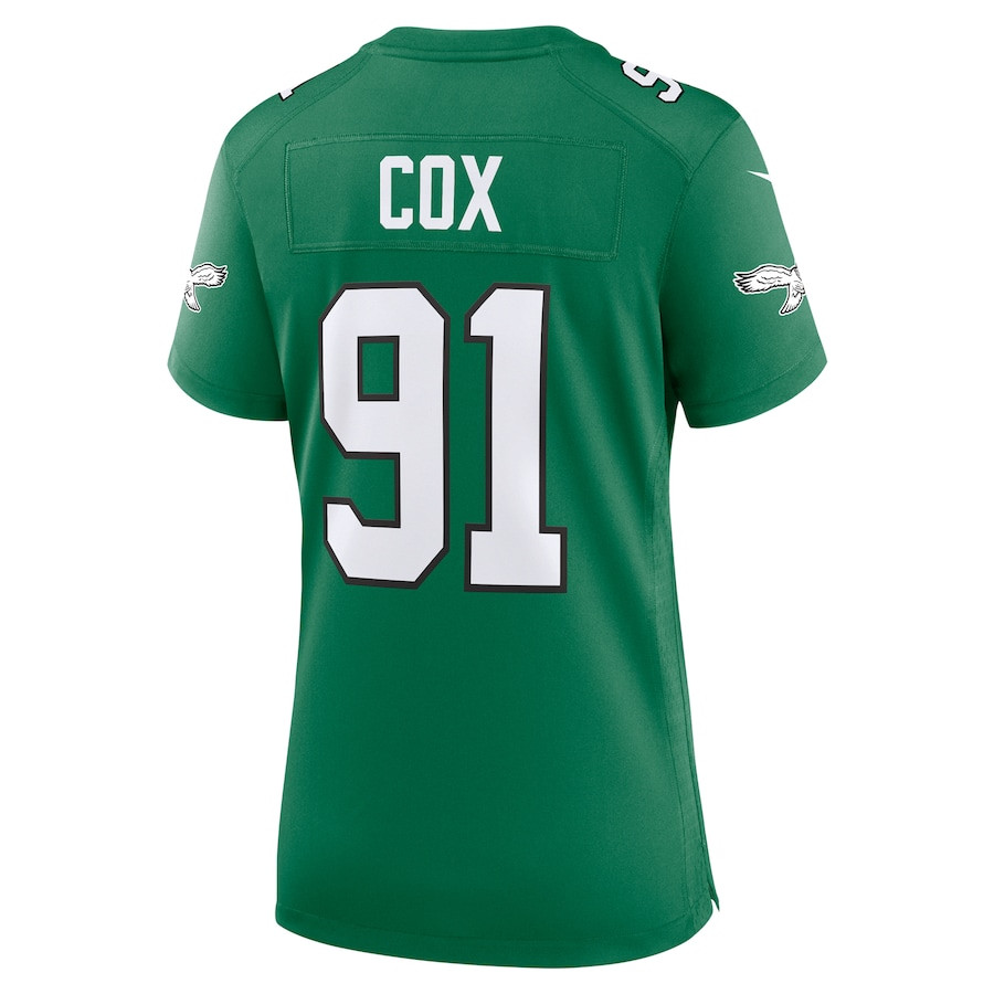 Fletcher Cox 91 Philadelphia Eagles Alternate Game Kelly Green NFL Jersey Women's