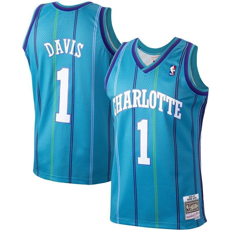 Baron Davis Charlotte Hornets Mitchell Ness Hardwood Classics 1999-00 Swingman Teal NBA Jersey Men's
