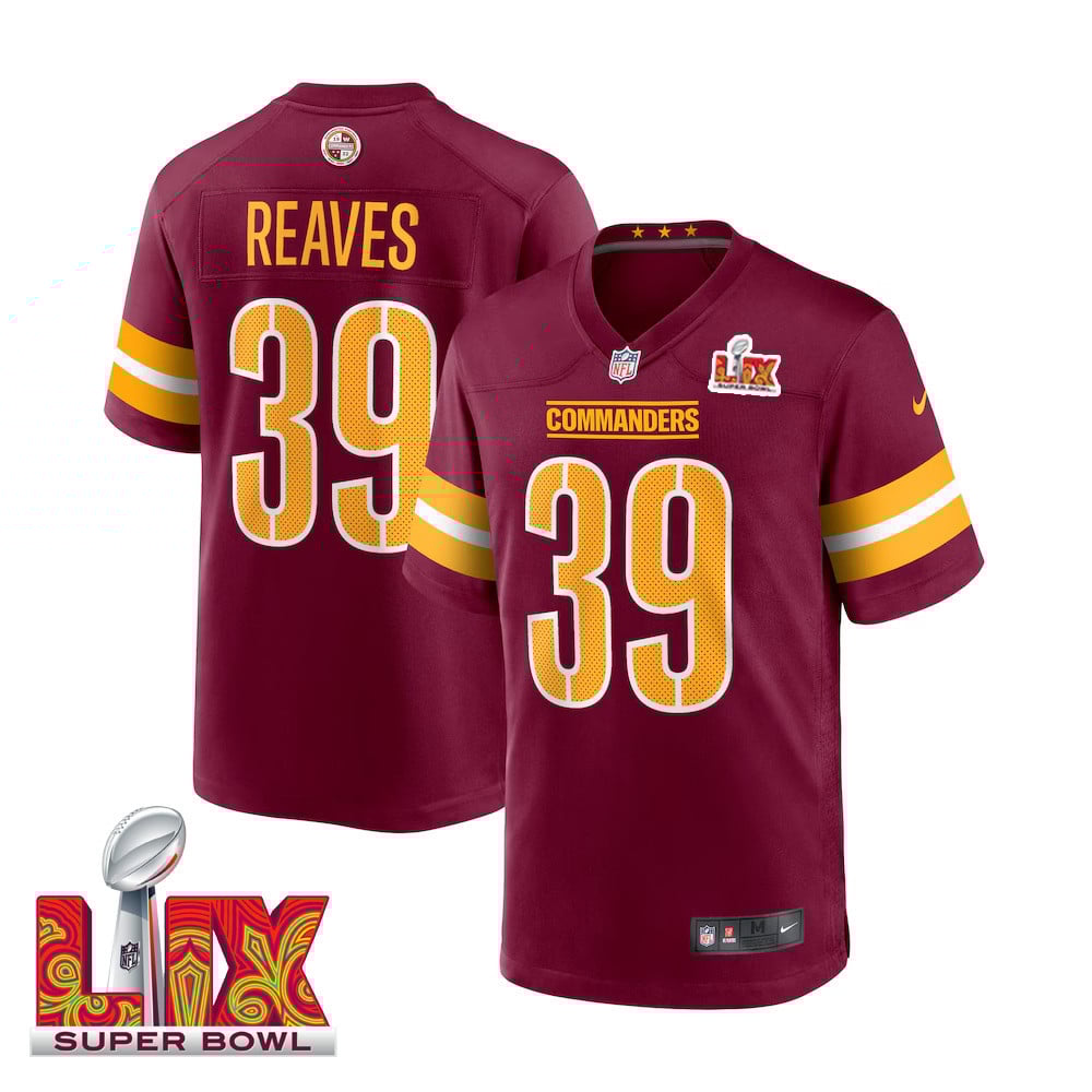 Jeremy Reaves #39 Washington Commanders Super Bowl LIX Burgundy NFL Jersey Men's