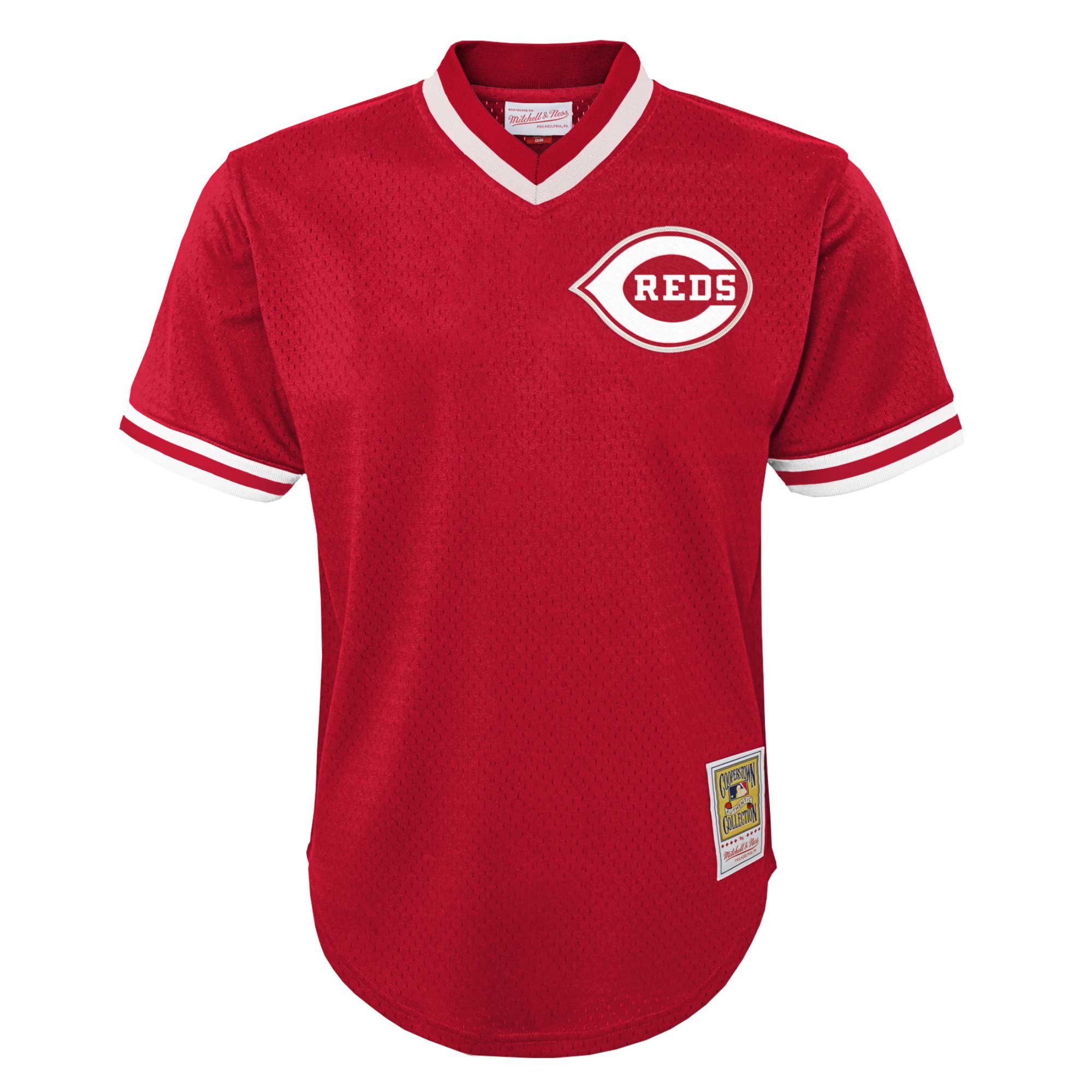 Cincinnati Reds Johnny Bench Mitchell Ness Red Cooperstown Collection Mesh Batting Practice MLB Jersey Youth