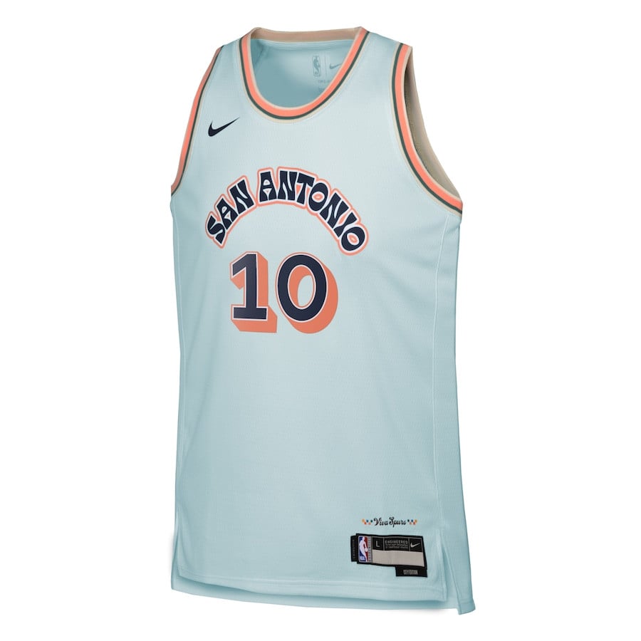 Jeremy Sochan 10 San Antonio Spurs 2024/25 Swingman Playe City Edition Light Blue NBA Jersey Youth